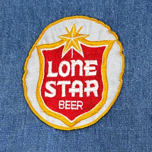 VTG Open Front Vest With Lone Star Beer Patches Size M *NO TAGS - Picture 6 of 12